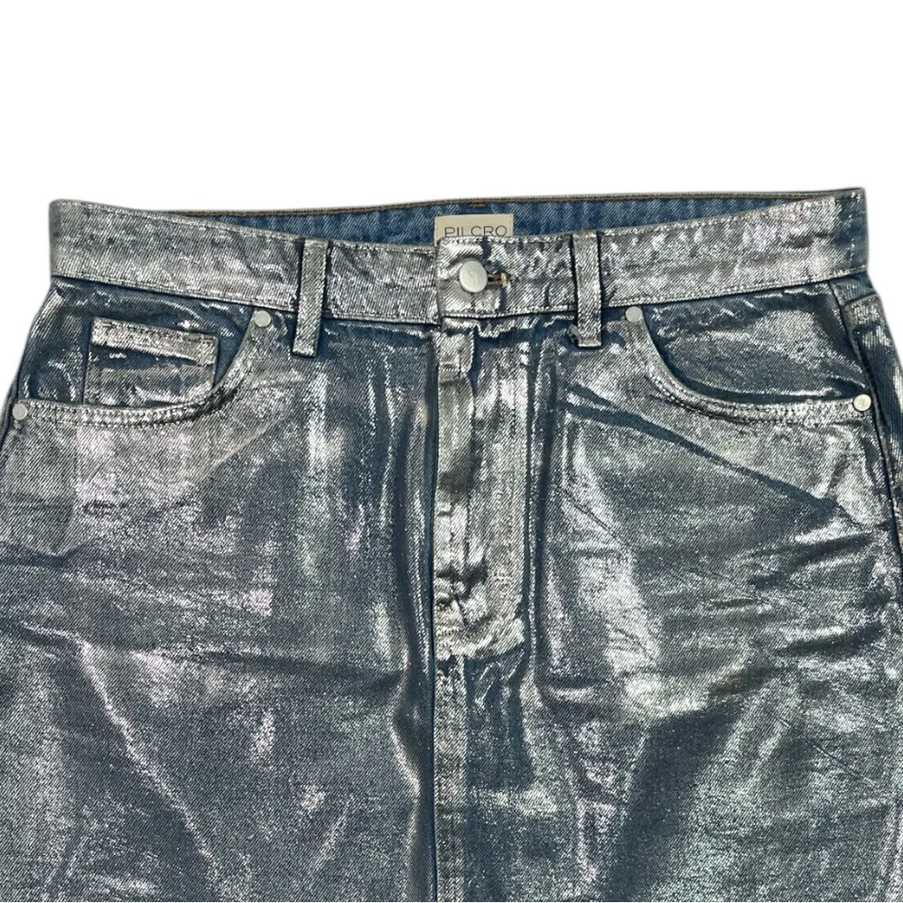 Pilcro Light Blue with silver metallic Mini Skirt - Picture 7 of 10